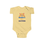 Mama’s Mini Mayhem Infant Bodysuit — Cute Cat Graphic Baby Onesie