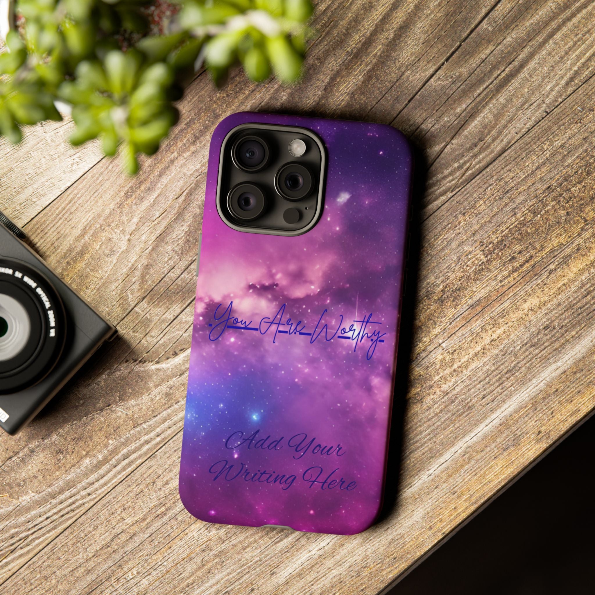 Custom Galaxy Phone Case — Personalized Purple Nebula iPhone Cover with Text