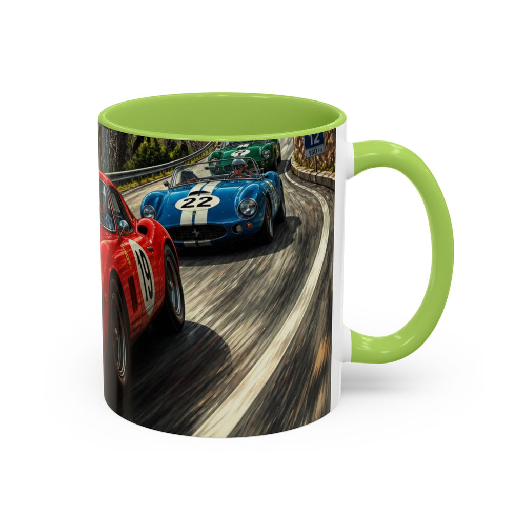 Classic Racing Cars Accent Coffee Mug – Vintage Sports Car Track Design (11/15oz)