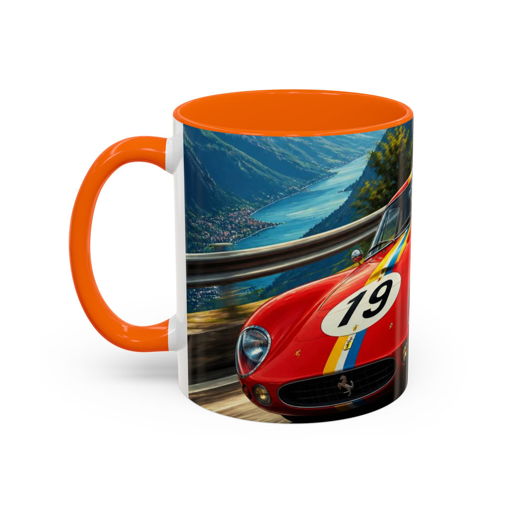 Classic Racing Cars Accent Coffee Mug – Vintage Sports Car Track Design (11/15oz)