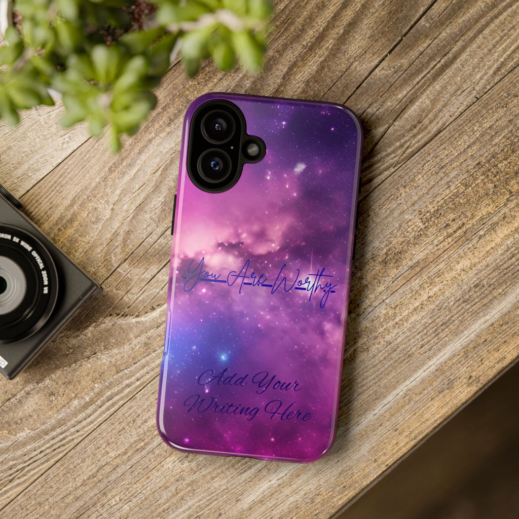 Custom Galaxy Phone Case — Personalized Purple Nebula iPhone Cover with Text