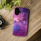 Custom Galaxy Phone Case — Personalized Purple Nebula iPhone Cover with Text